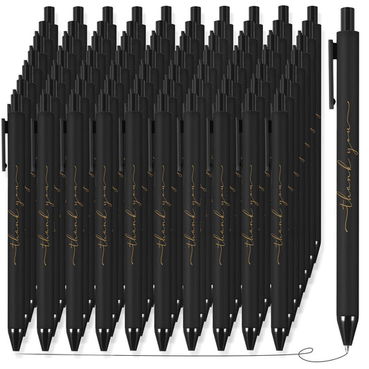 Dispowreath 100 Pcs Thank You Pen Bulk Cute Server Ballpoint, Pure Black