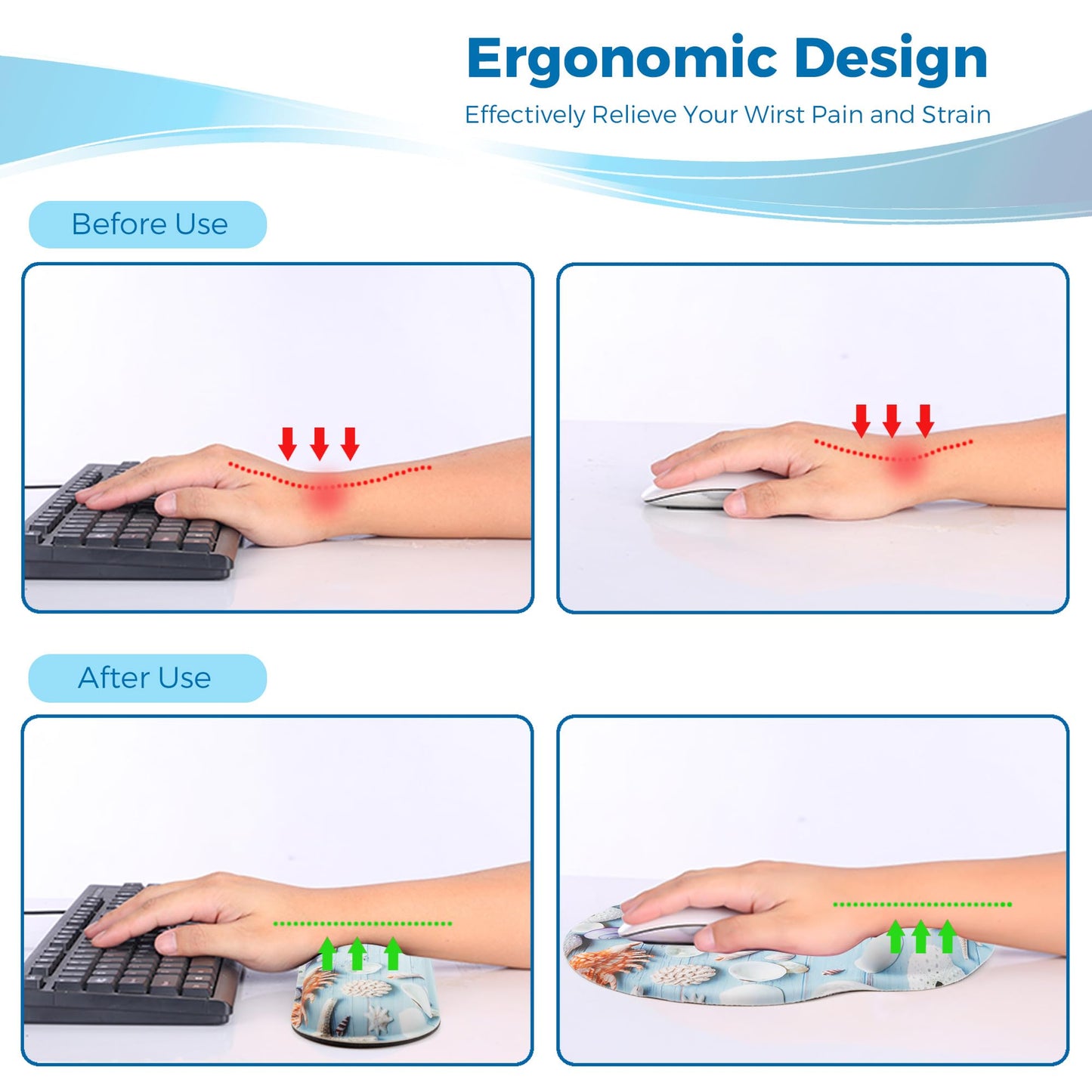 Wiabsi Mouse Pad and Keyboard Wrist Rest Support,Ergonomic Mouse Pad Set