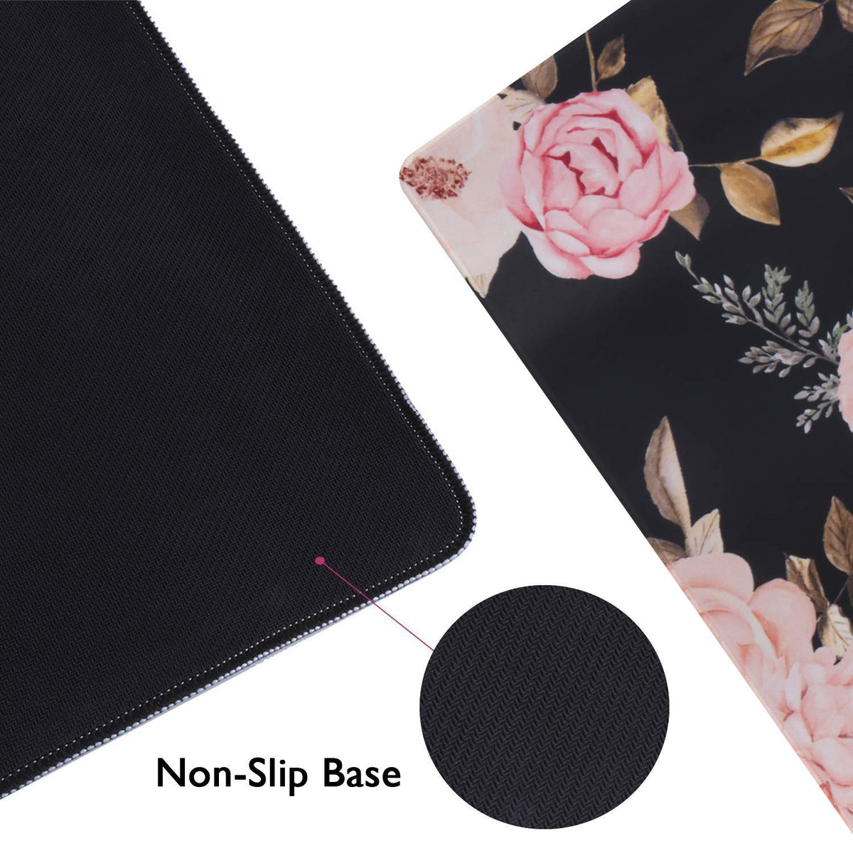 iCasso Extended Gaming Mouse Pad,XXL Desk Pad,Peony