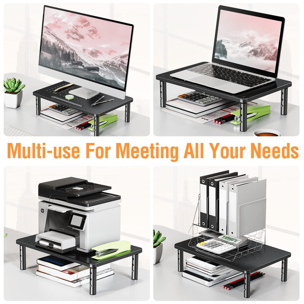ELIVED 2 Pack Monitor Stand Riser - 3 Height Adjustable Monitor Stand
