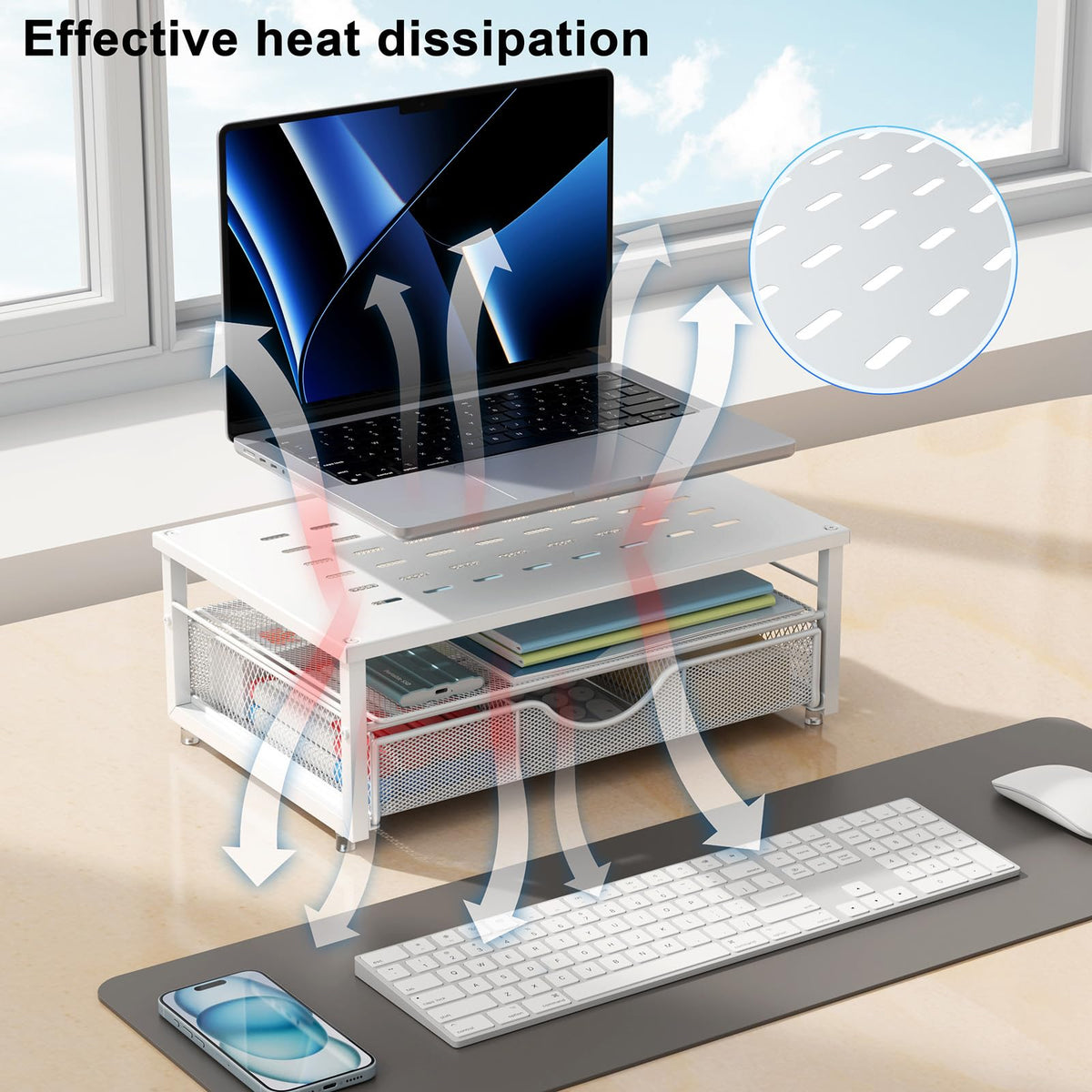 gianotter Computer Monitor Stand Riser with Drawer