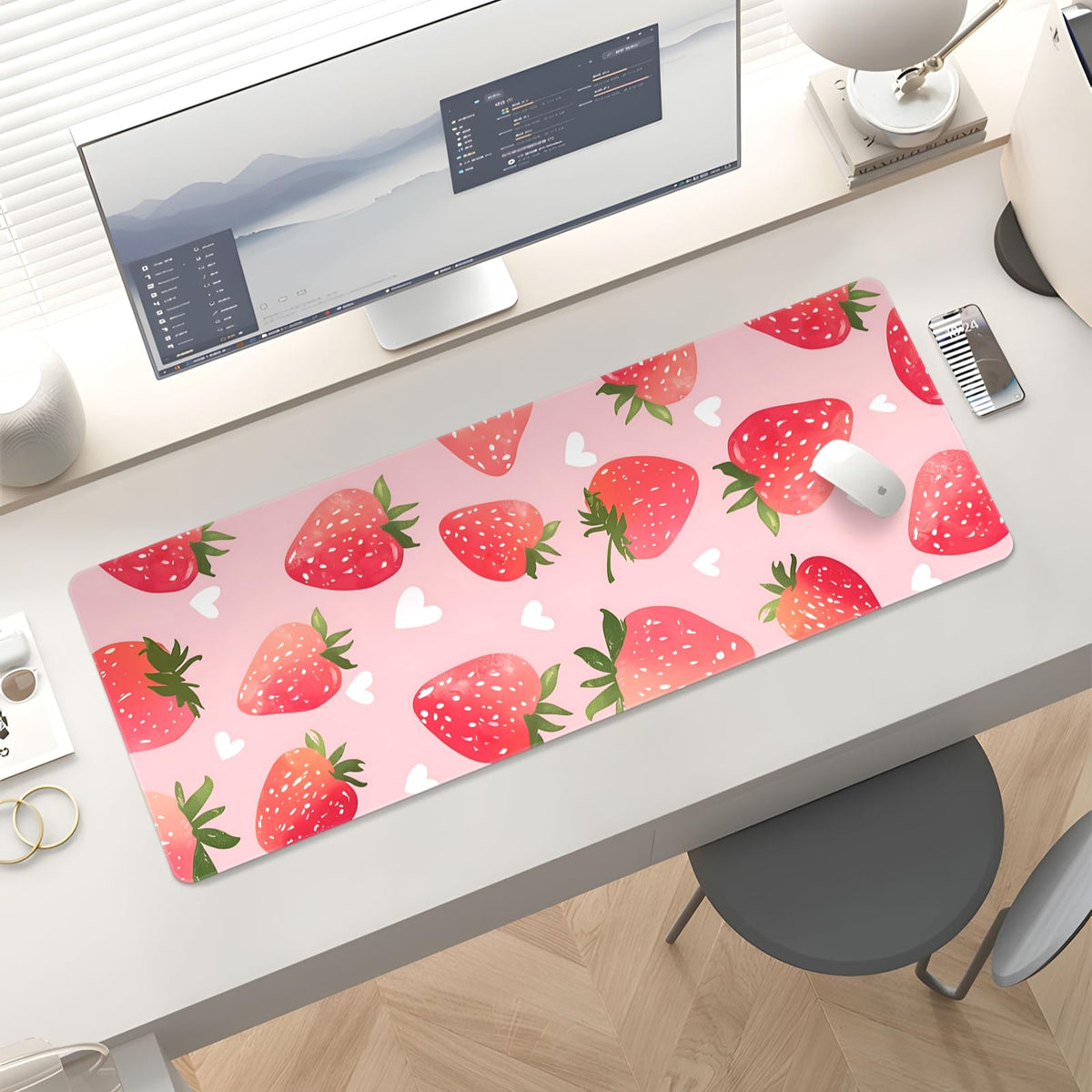 Stanoha Cute Desk Mat for Keyboard Desktop Extra Large Mouse Pad, Berry
