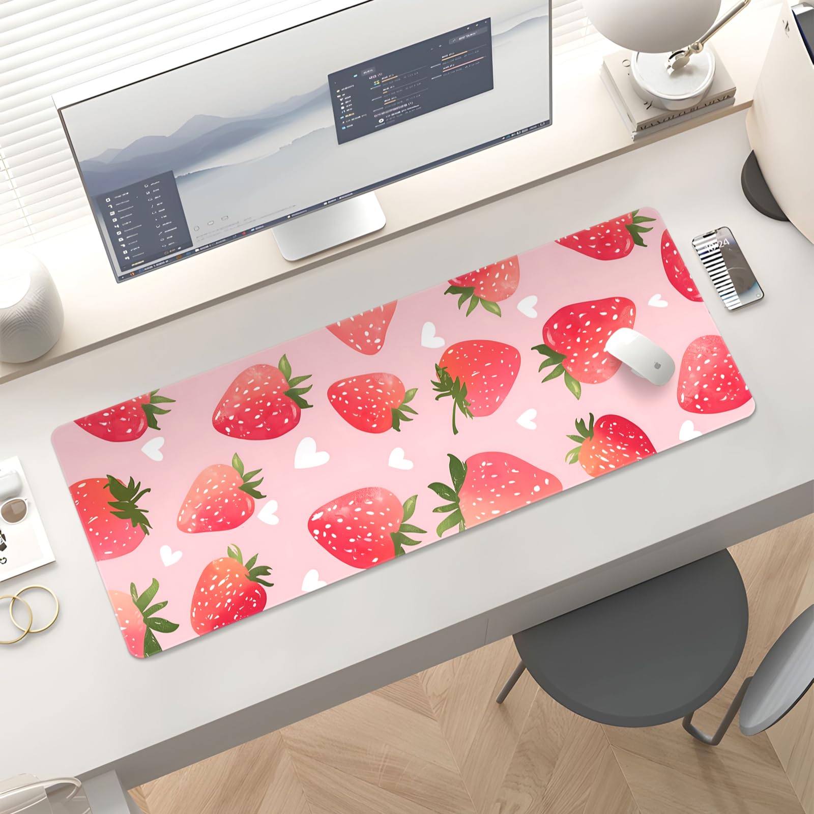 Stanoha Cute Desk Mat for Keyboard Desktop Extra Large Mouse Pad, Berry