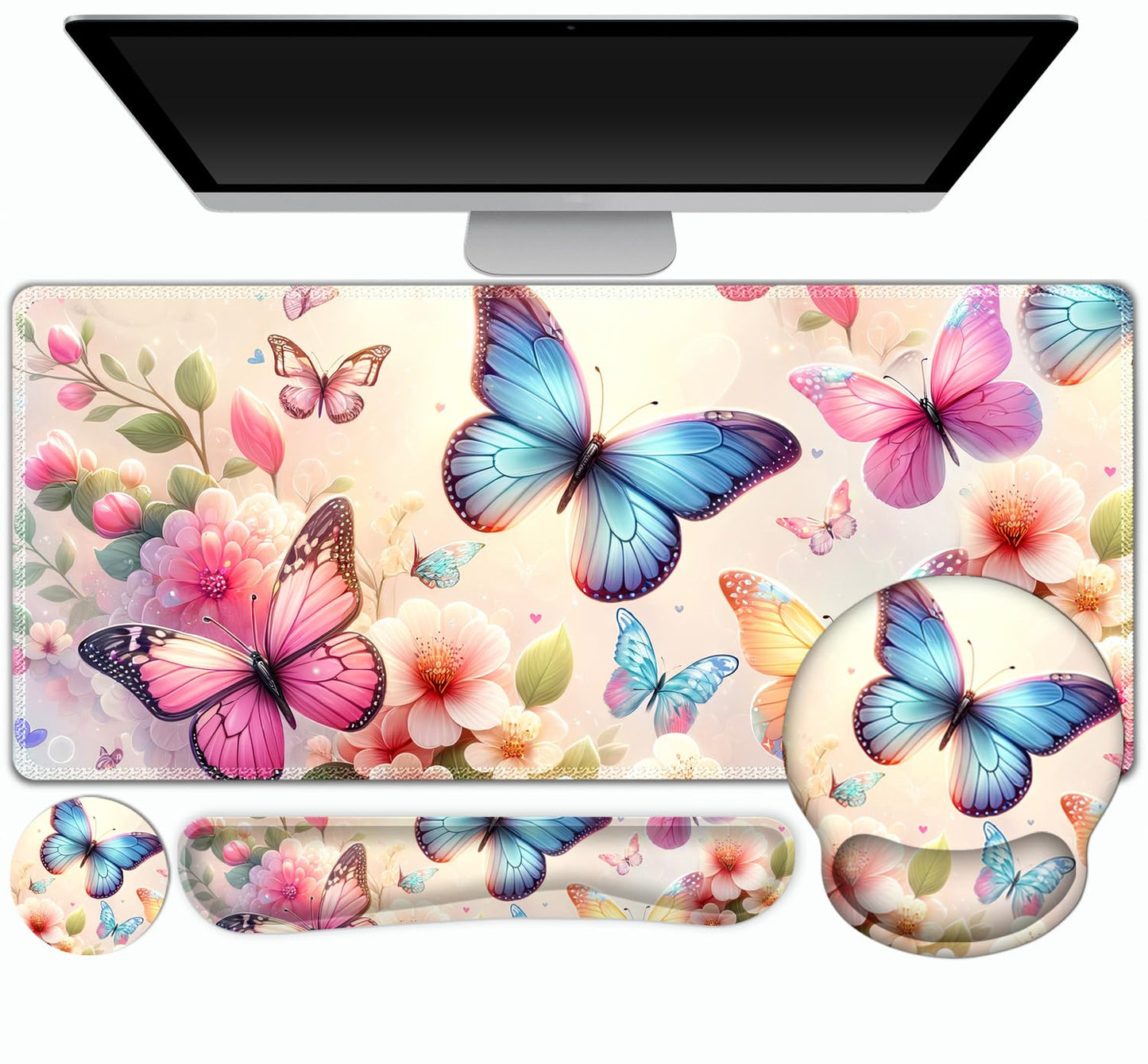 Gaming Mouse Pad, Large Desk Mat, 4in1 XXL Mousepad Cute Desk Pad Protector