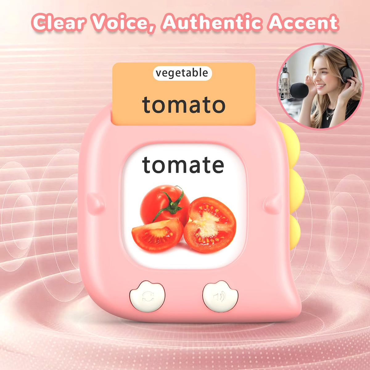 Kidzdo Talking Flash Cards for 3 4 5 6 Year Old Girls, 520 Words Spanish English Bilingual Language