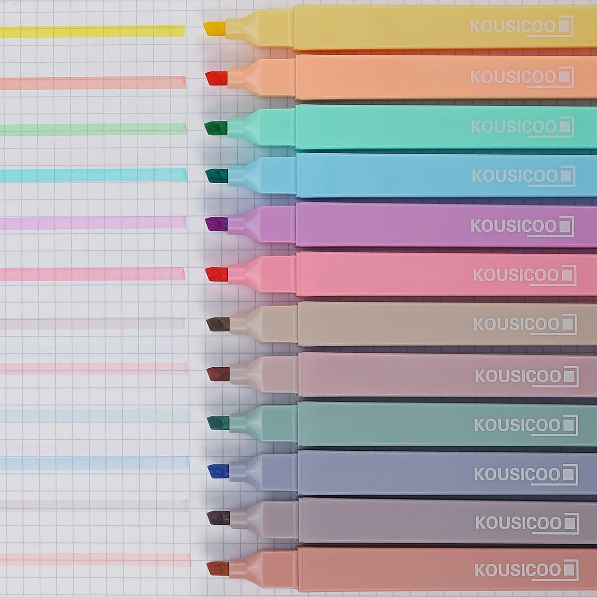 KOUSICOO Aesthetic Cute Pastel Highlighters Set: 12 Assorted Colors Pens No Bleed Bible Markers