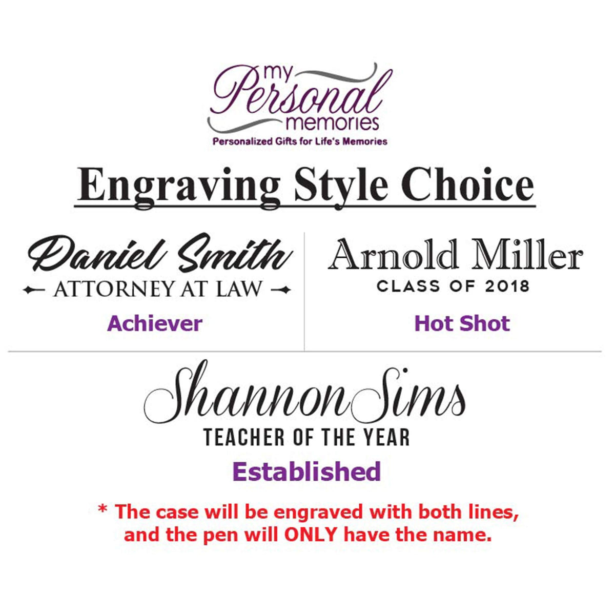My Personal Memories, Custom Engraved Ballpoint Pen with Personalized Case - Wood Pen Set for