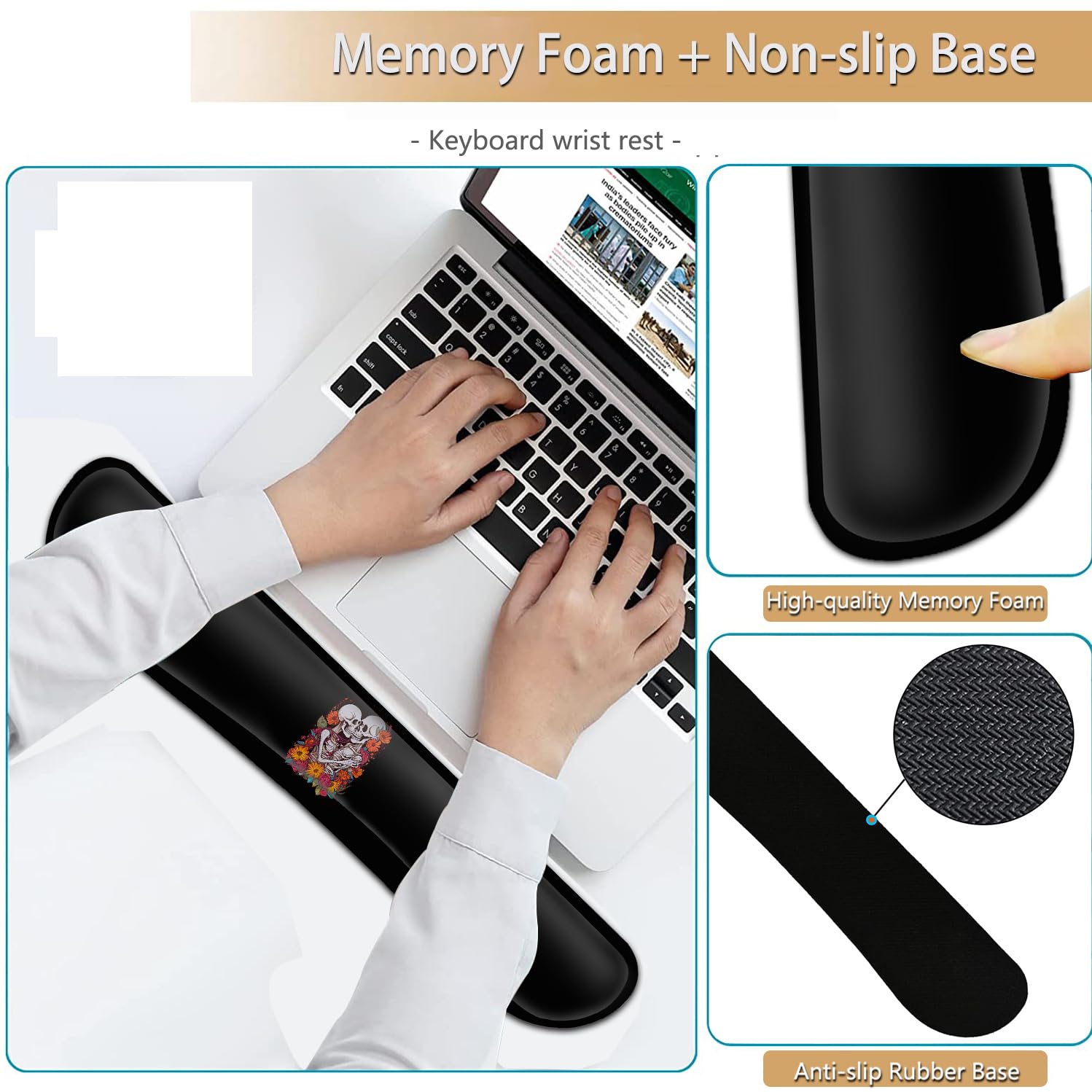 Keyboard Wrist Rest and Mouse Pad Wrist Support Set, Ergonomic Gel Mouse Pad Wrist Rest with