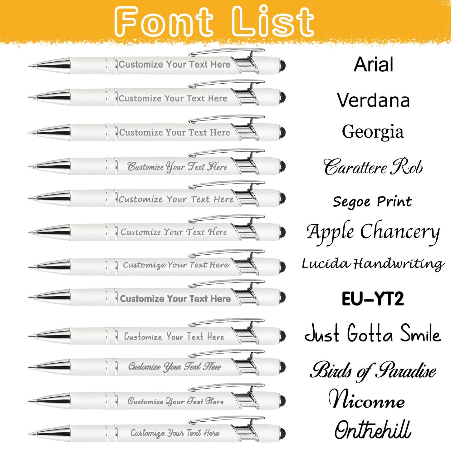 Amlion Custom Pens Personalized Bulk, Customized Ballpoint Pens with Stylus Name Message Logo