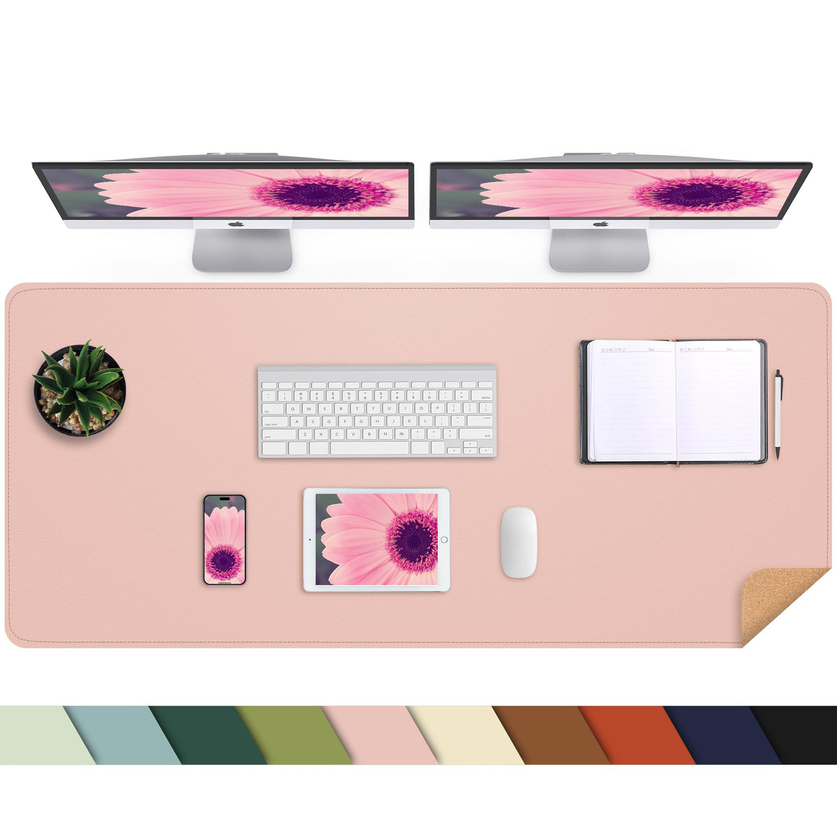 AFIING Cork Desk Mat 55" x 17", Dual-Sided Natural Cork & PU Leather Desk Pad, Non-Slip Waterproof