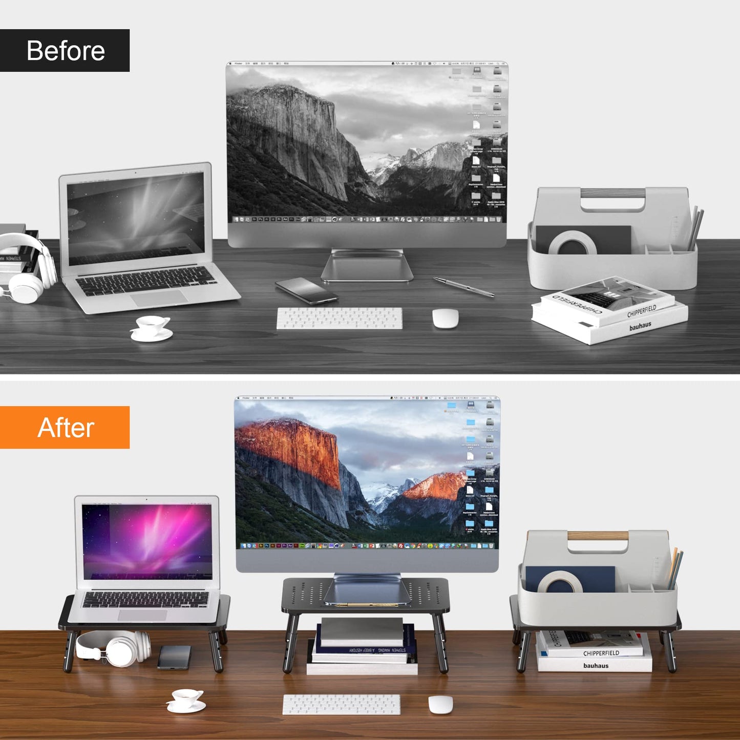Bracwiser Foldable Monitor Riser Metal Computer Stand for Desk 3 Height Adjustable Laptop Stand