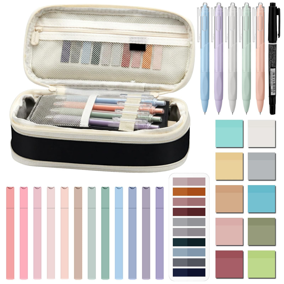 Jutom 39 Pcs Aesthetic Book Annotation Kit,Black,Cute Style