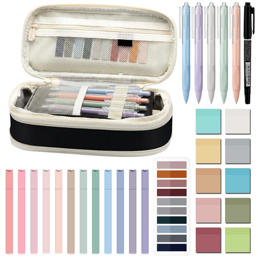 Jutom 39 Pcs Aesthetic Book Annotation Kit,Black,Cute Style