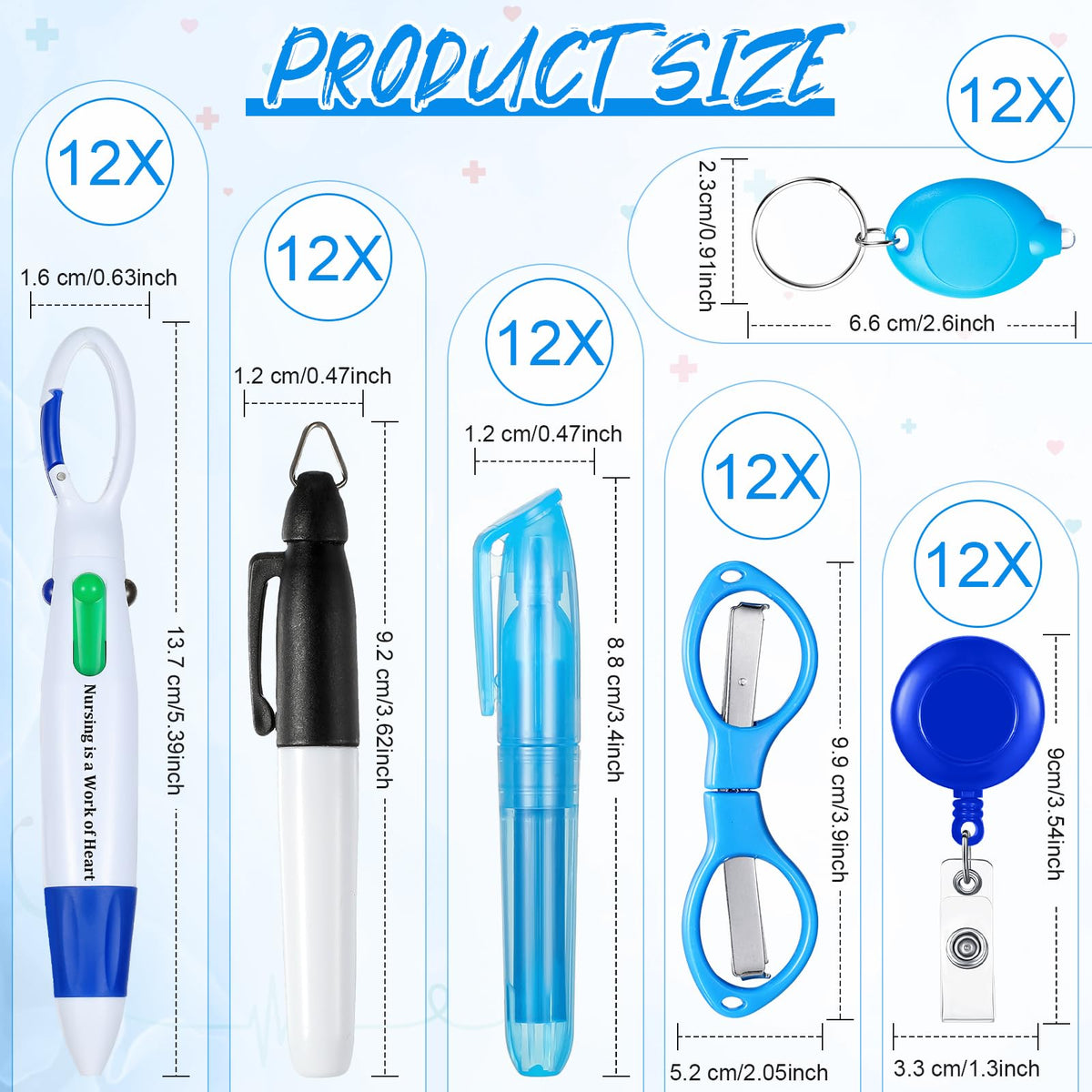 Glenmal 72 Pcs Nurse Pen Set for Badge Reel Mini Pens, Stylish