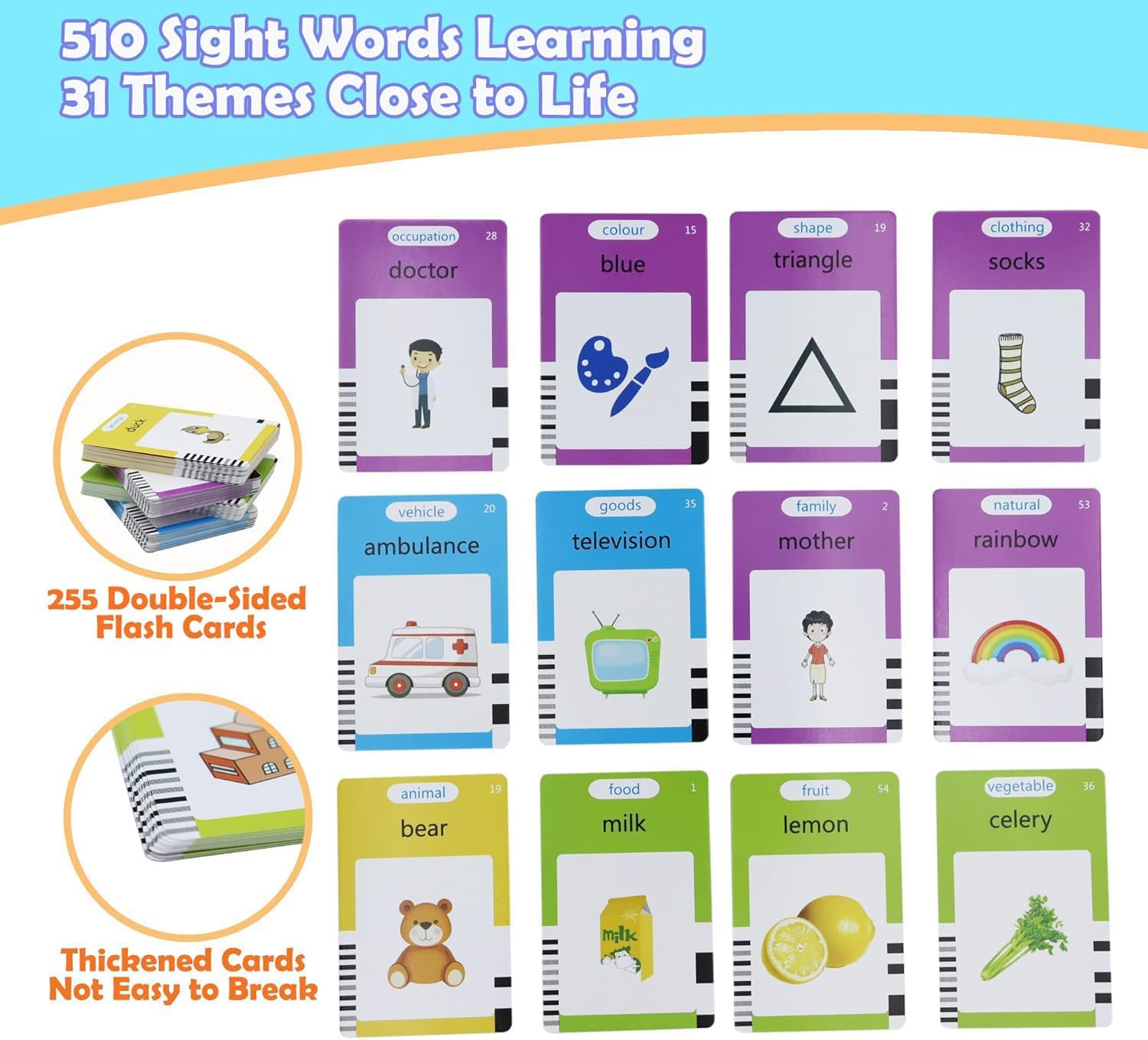 Spanish & English 510 Words Alphabet Bilingual Talking Flash Cards for Kids