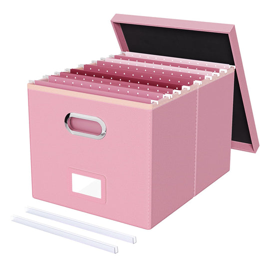 Oterri File Organizer Box,Filing Box with Lid,File Box for Letter/Legal File Folder Storage
