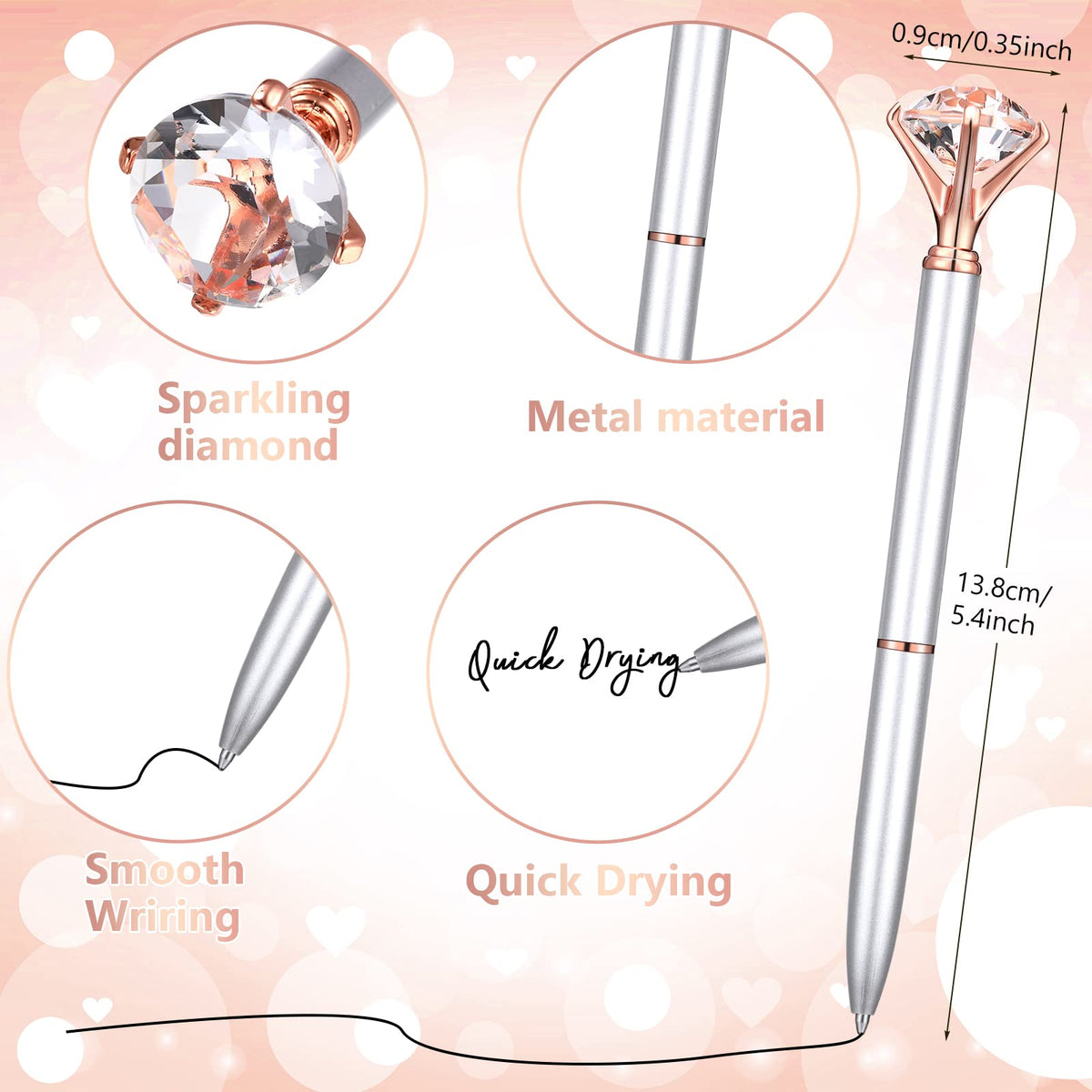 Yahenda 50 Pcs Christmas Gifts Diamond Pens Bridal Shower Ballpoint Pen Bulk Black Ink Bling
