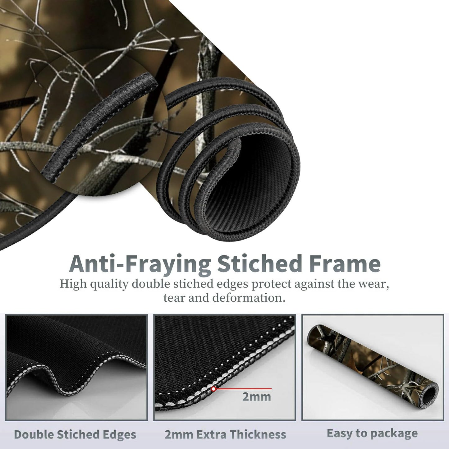 Large Gaming Mouse Pad Plus a Coasters + Cable Clips, Camo Tree Extended Mousepad (31.5 x 11.8)