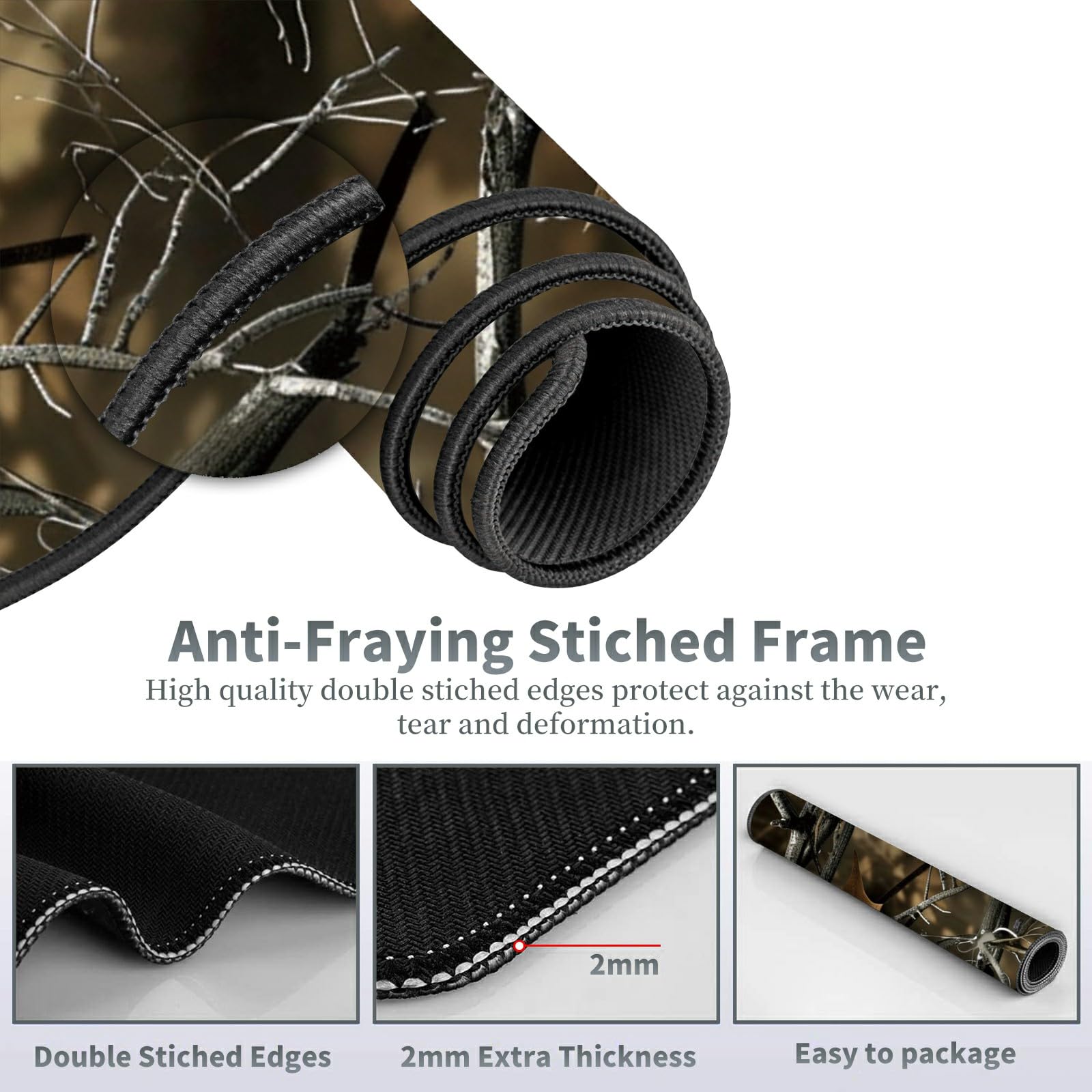 Large Gaming Mouse Pad Plus a Coasters + Cable Clips, Camo Tree Extended Mousepad (31.5 x 11.8)
