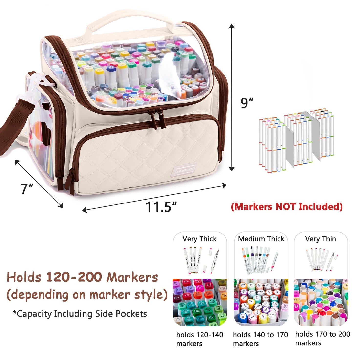 APOFFICE Large Marker Case for 150-200 Markers, Marker Organizer Bag