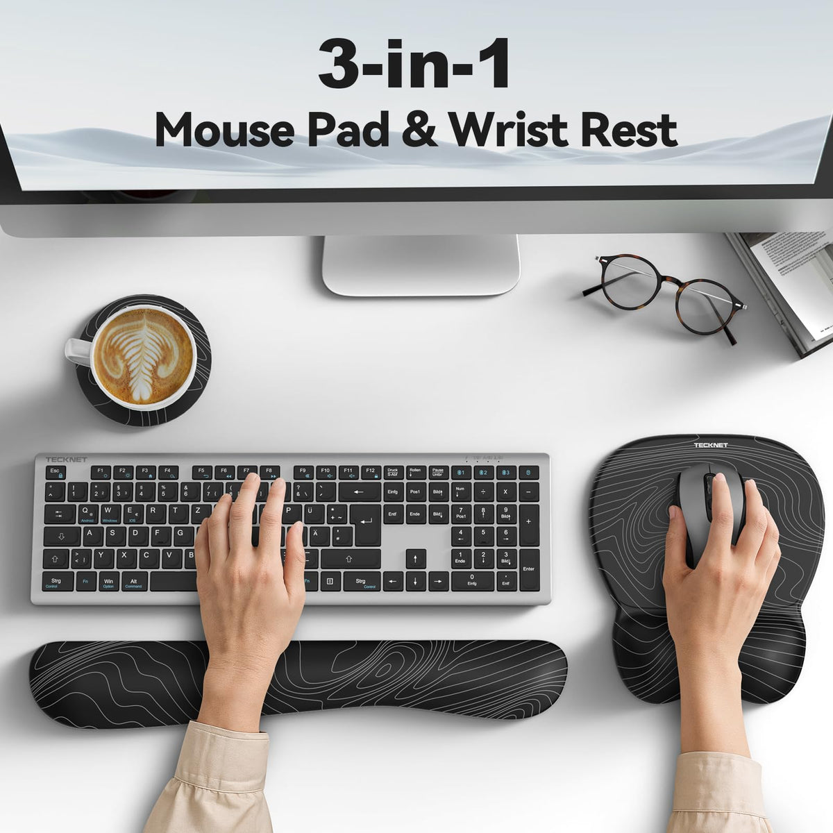 TECKNET Gel Ergonomic Mouse Pad & Keyboard Wrist Rest & Coaster