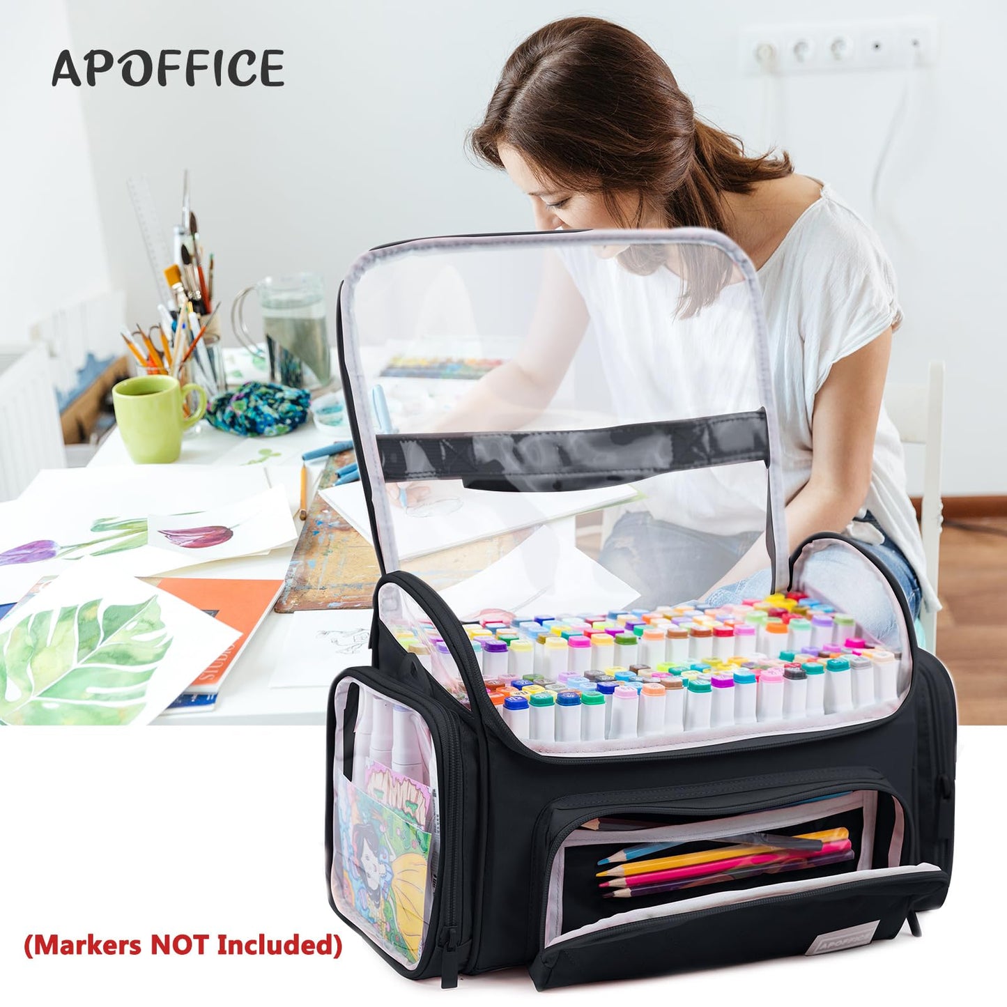 Large Marker Case for 200-300 Markers, Marker Organizer Bag,Pen Storage