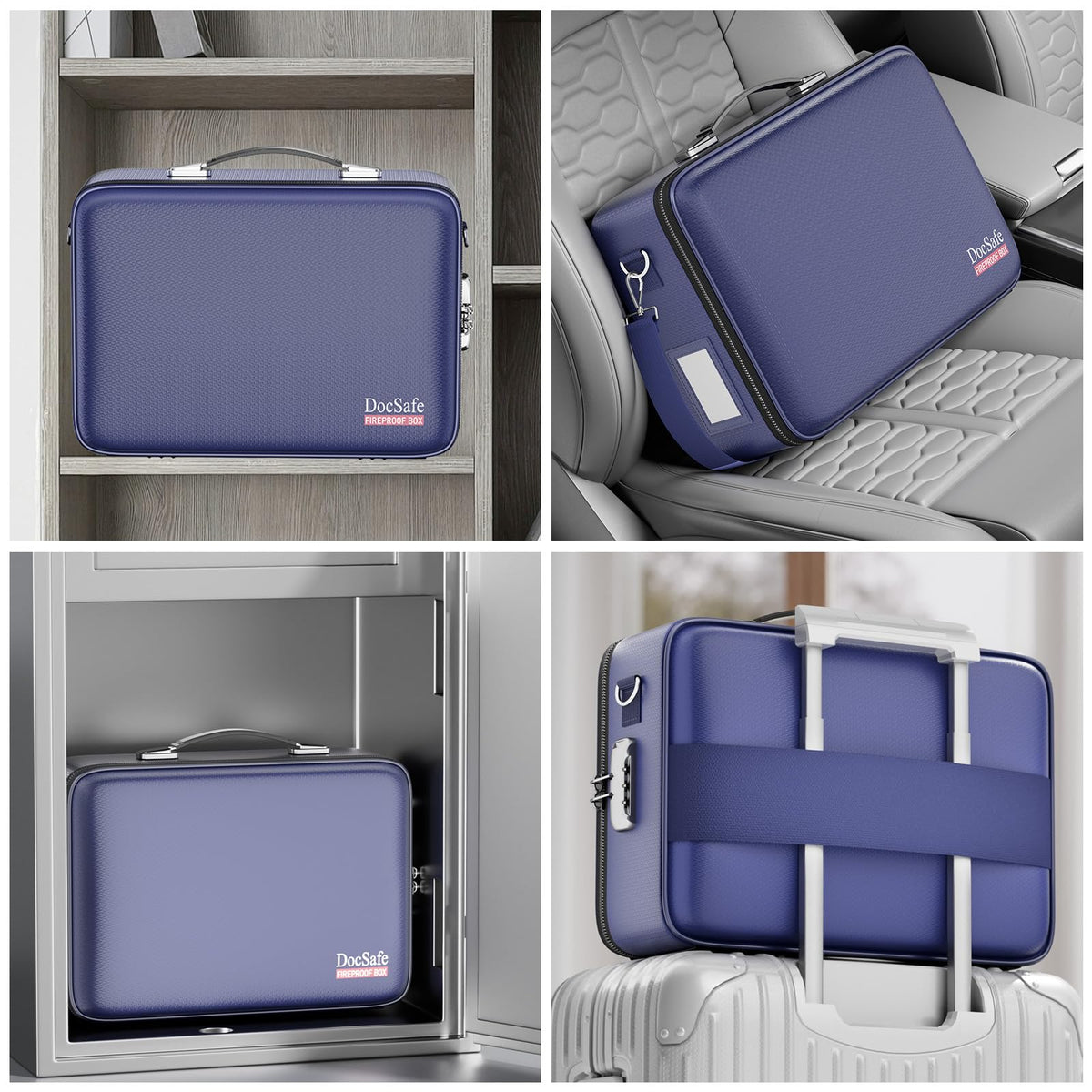 DocSafe Fireproof Document Box Hard Case with Lock ＆ Accordion File Folder