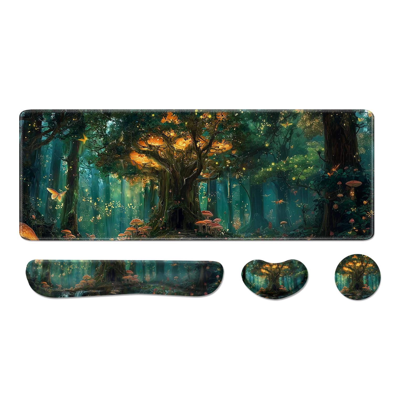 Desk Pad and Keyboard Wrist Rest, Large Mouse Pad + Keyboard Pad+Mouse Wrist Support, Non-Slip Desk