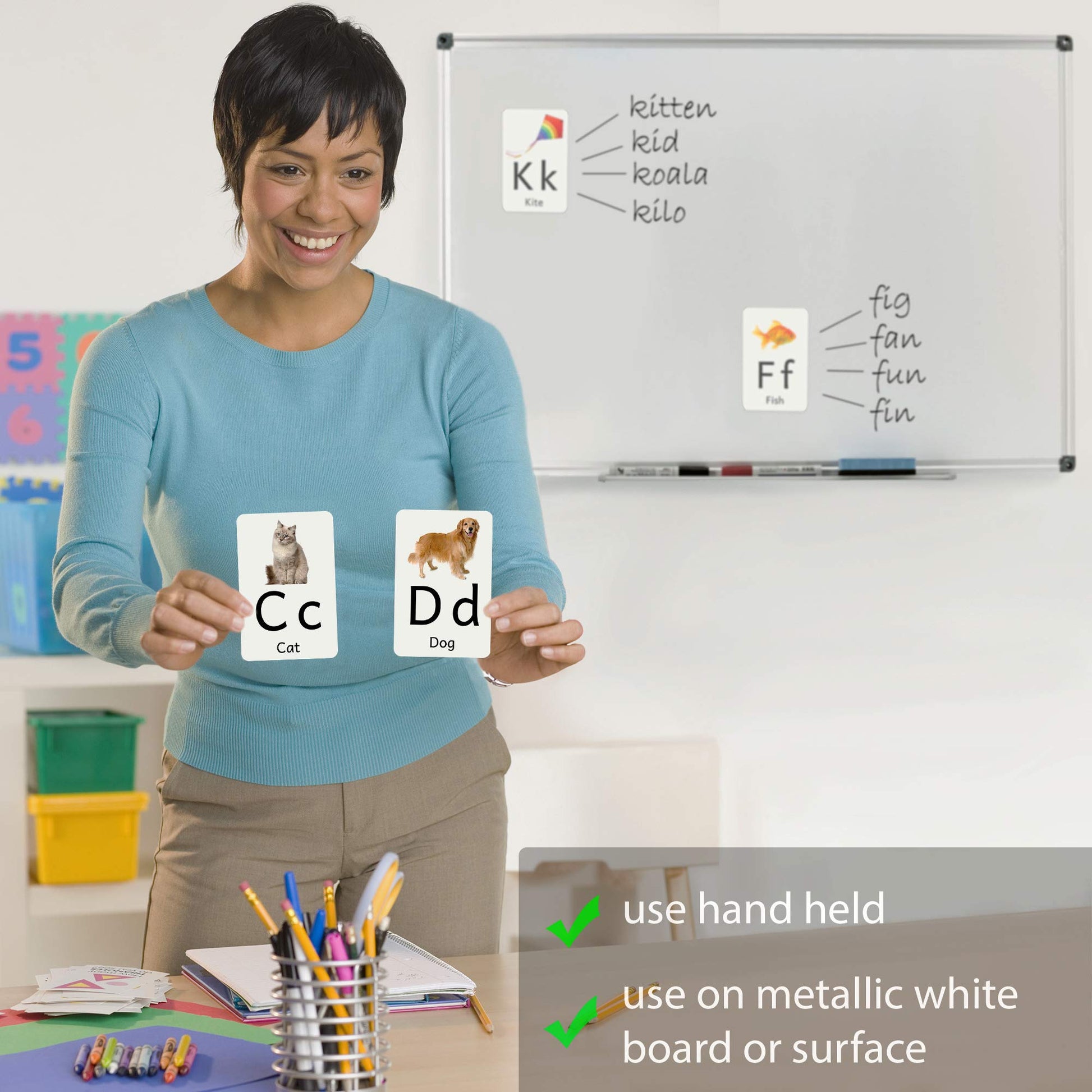 Attractivia Magnetic Big Alphabet ABC Picture Flash Cards. 26 Sturdy Large Letters with First Words