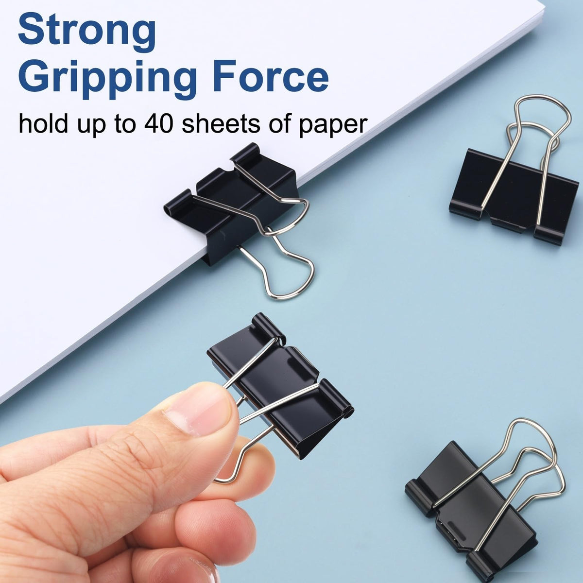 150 Pack Small Binder Clips 0.75 Inch with Container,Black Paper Clamps