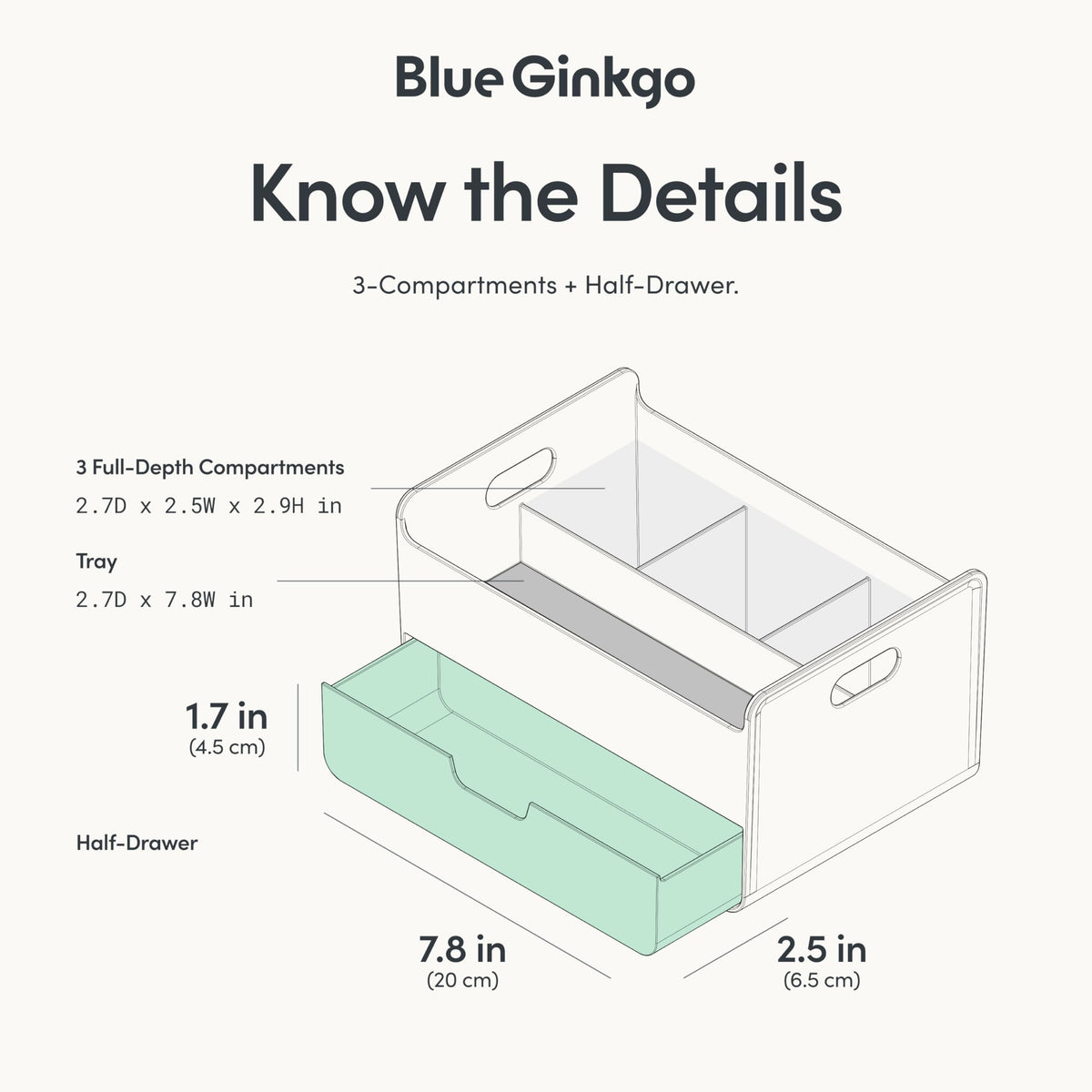 BLUE GINKGO Portable Desk Organizer, Blue, Made in Korea