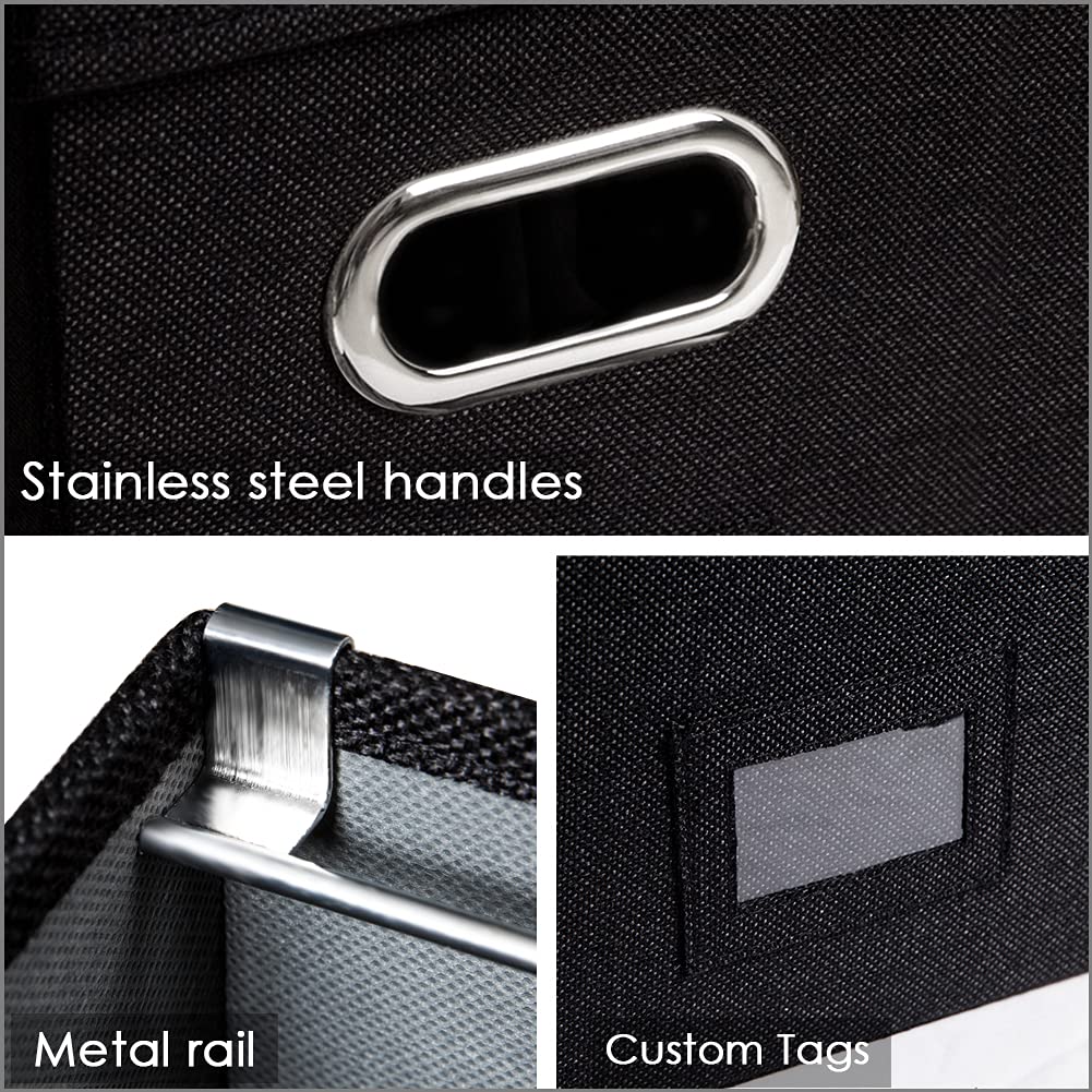 PRANDOM File Organizer Box - Set of 4 Collapsible Decorative Linen Filing Storage Hanging File