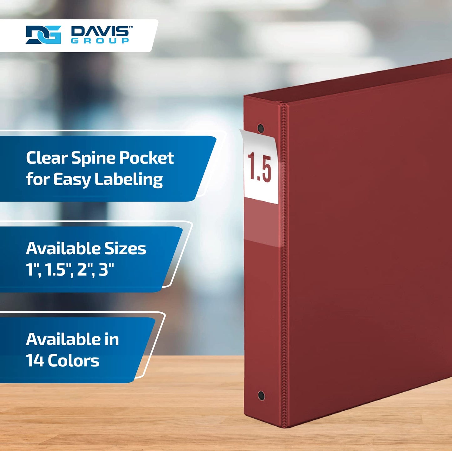Premium Economy 3-Ring Binder, Spine Label, 1.5" Round Rings, Burgundy, 6Pk