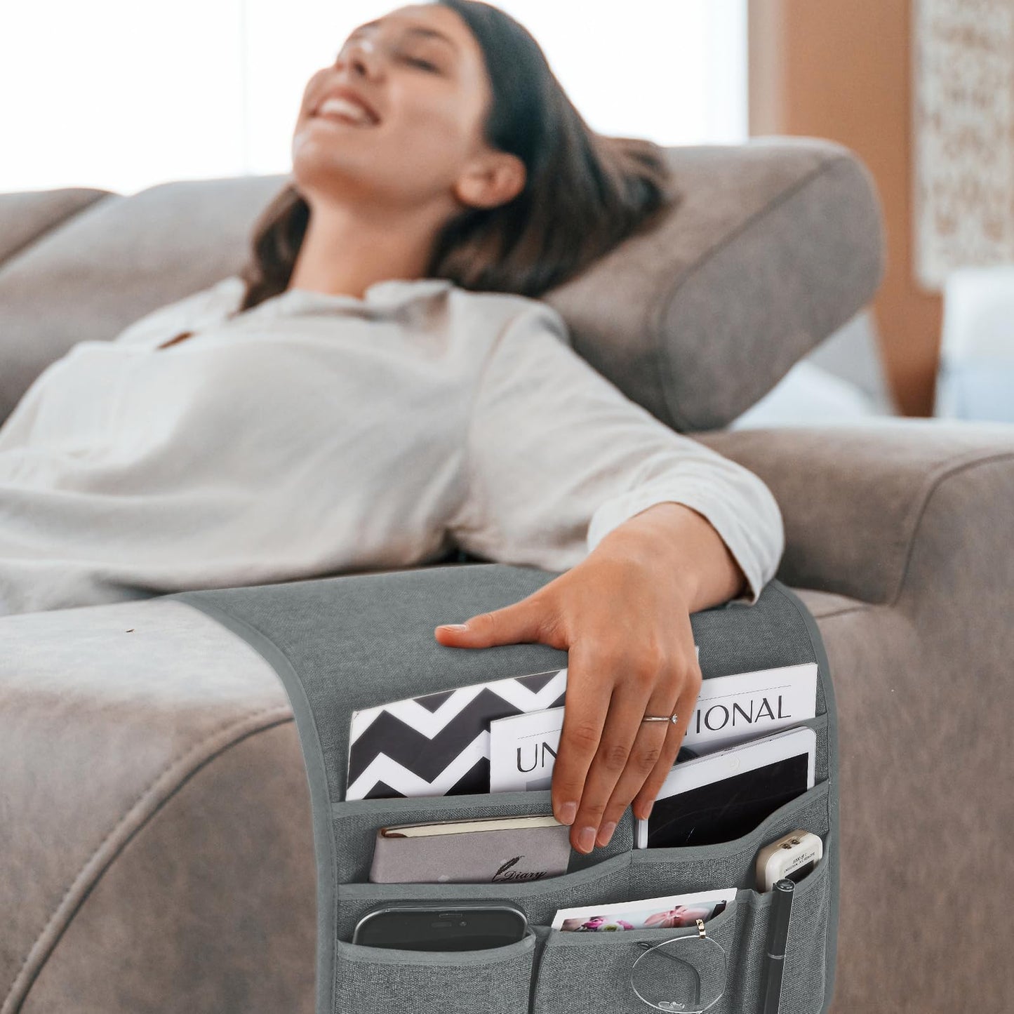 Teniux Remote Control Holder GRS Certified Armchair Caddy for Recliner Couch, Recycled Material