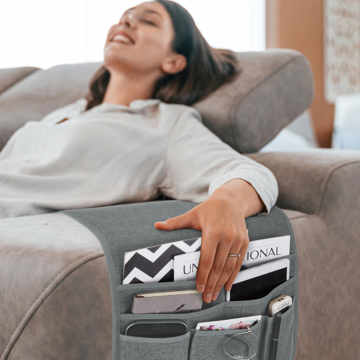 Teniux Remote Control Holder GRS Certified Armchair Caddy for Recliner Couch, Recycled Material