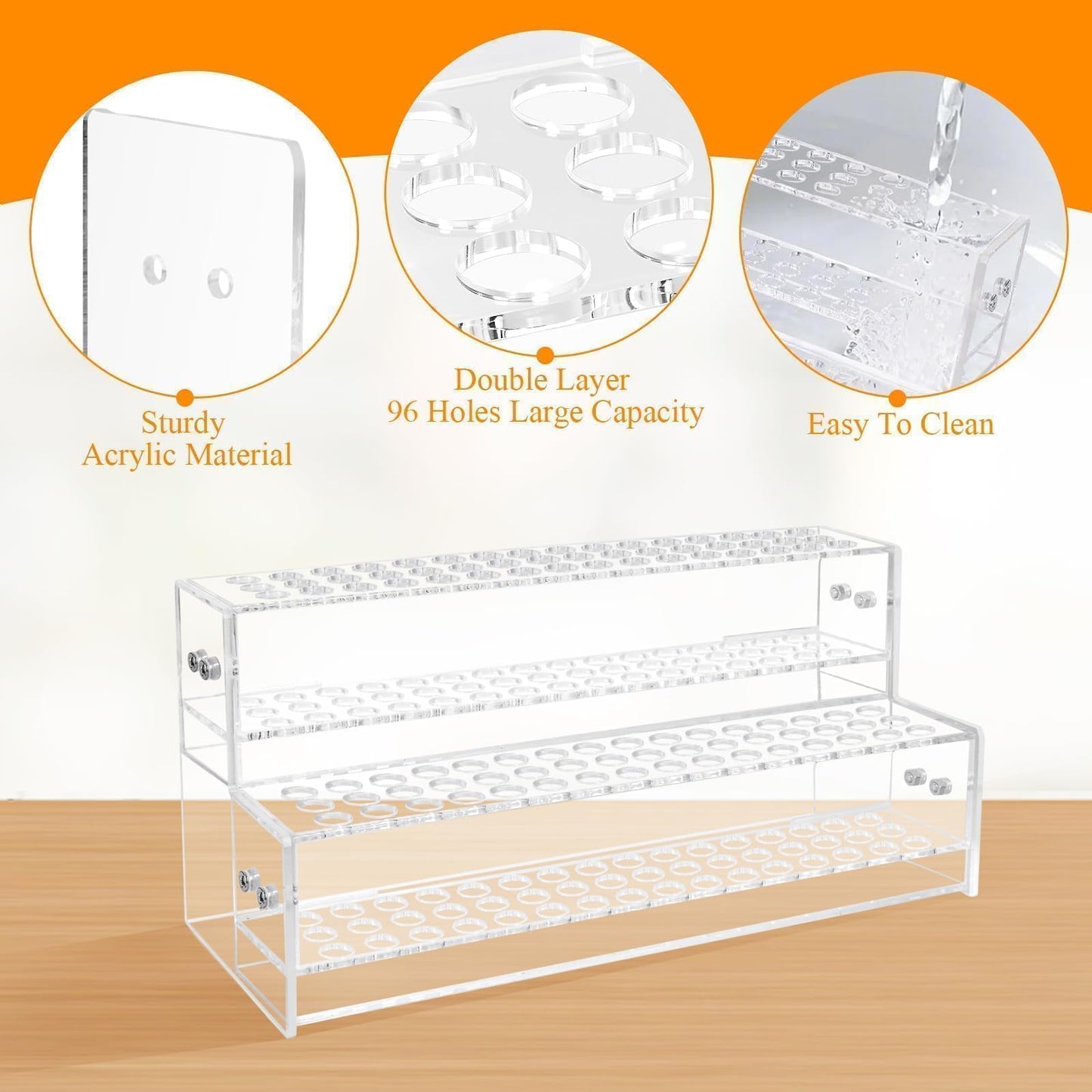 96-Slots Acrylic Pen Holder for desk,2-Tier Pen Display Stand for School