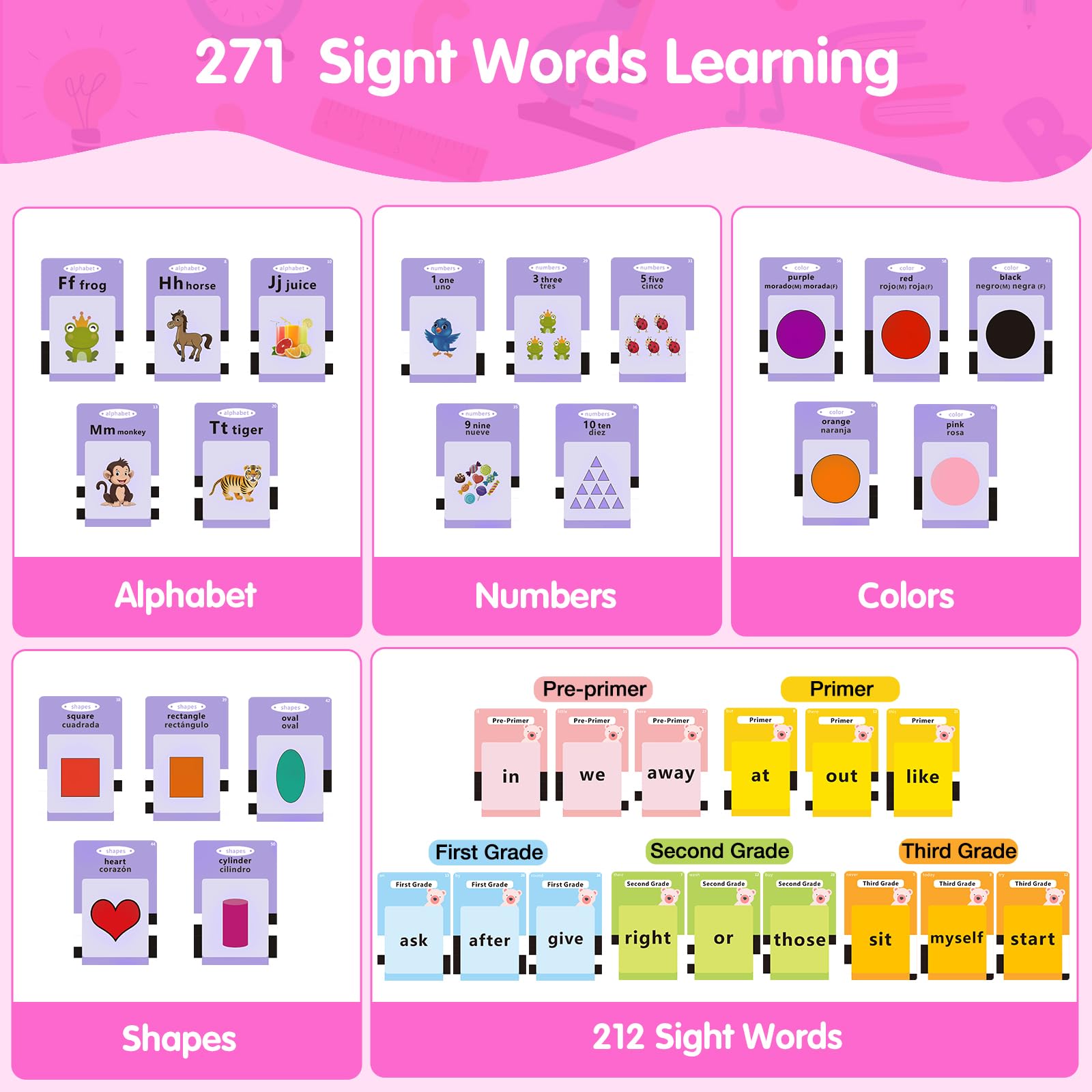 QuTZ ABC Flash Cards for Toddlers 2-4, Autism Toys, Speech Therapy Educational Cards with 272 Words