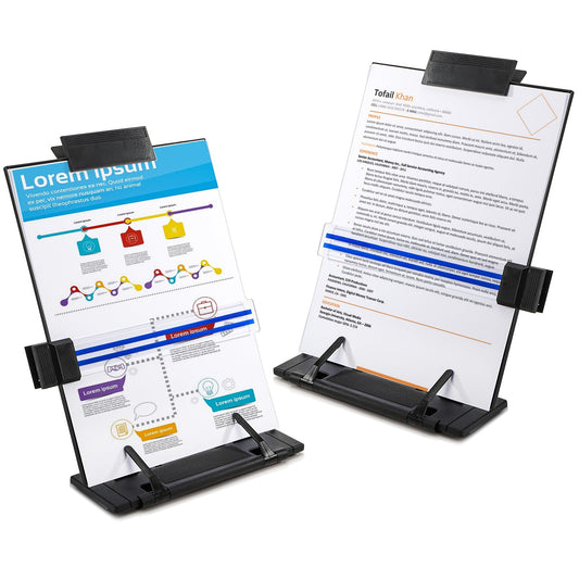 Lawei 2 Pack Desktop Document Holder with Adjustable Clip and Line Guide, Portable Document Book
