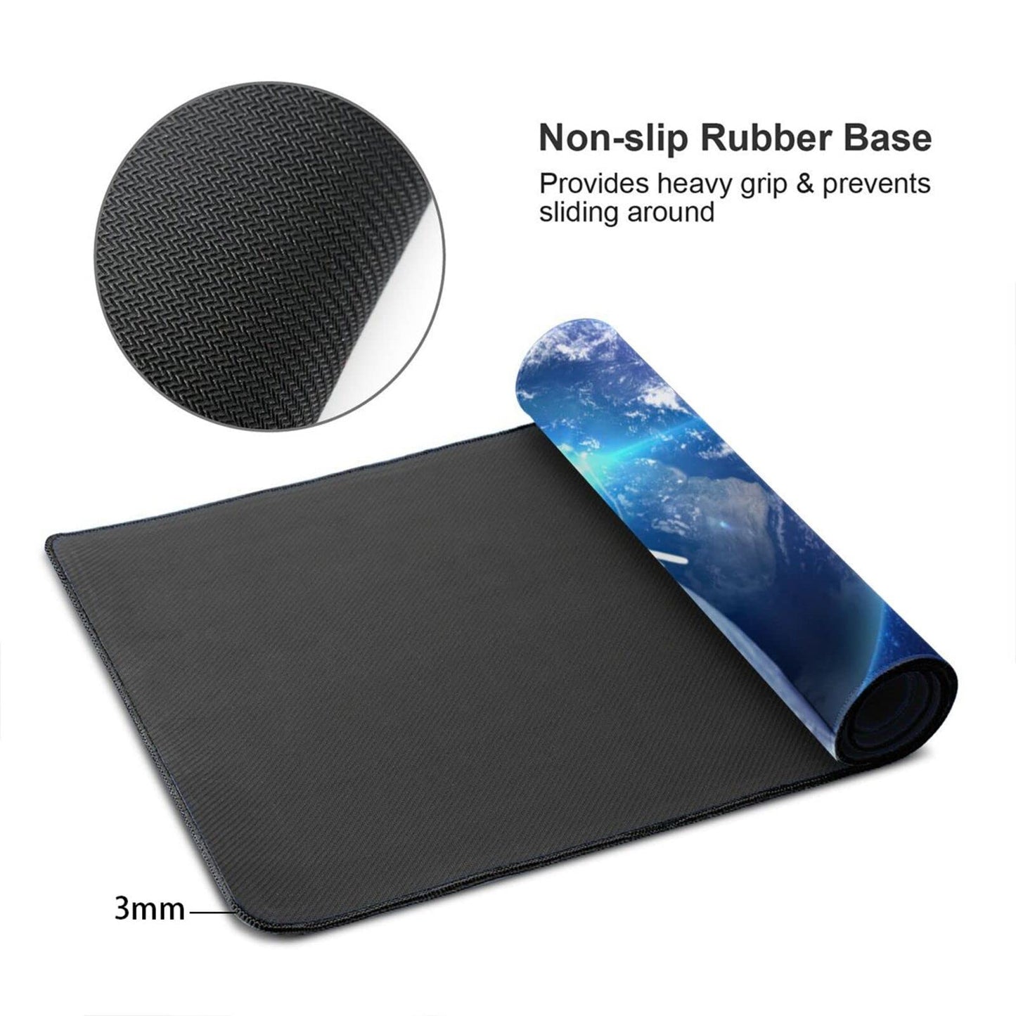 Aesthetic Funny Space Cat Mouse Pad Design Desk Mat 35.4x15.7 Inch Large Mousepad with Stitched