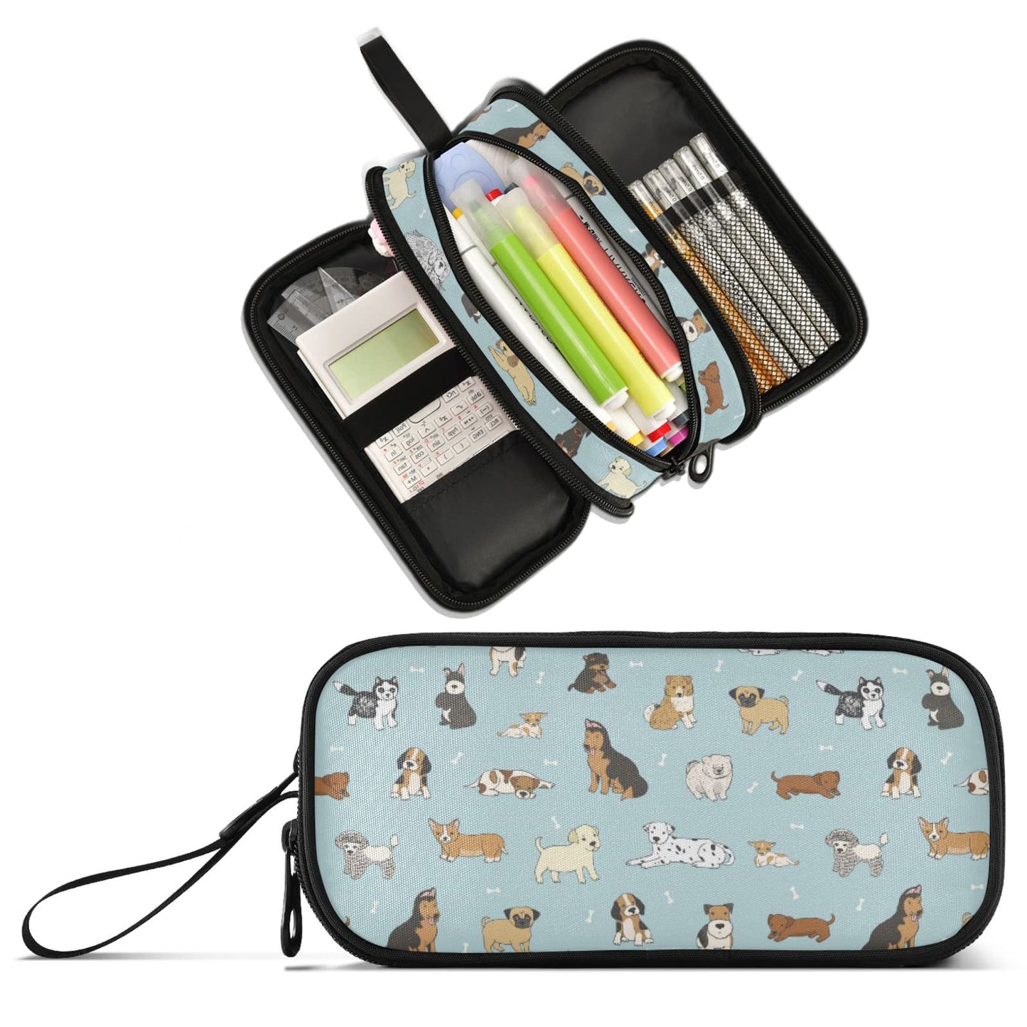 XUWU Cute Puppy Dog Large Capacity Pencil Case Pencil Pouch Pen Box