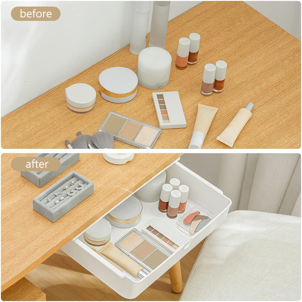 Poeland Under Desk Drawer Self-Stick Storage Organizer for Office Home School, Holders for Desk