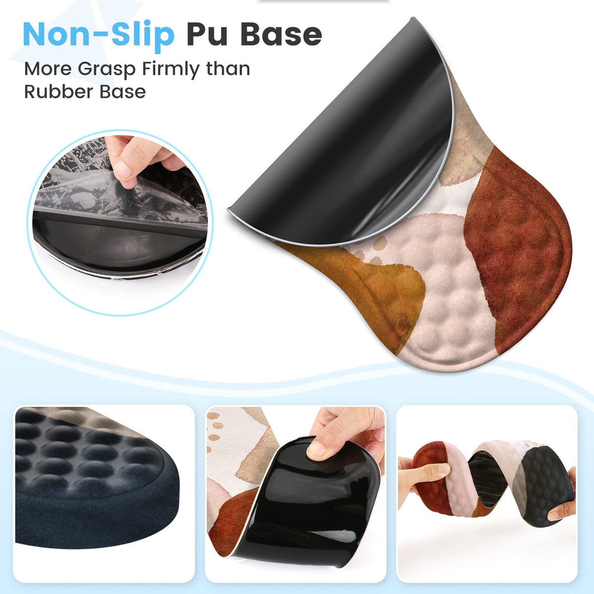 HAOCOO 3-Pcs Memory Foam Desk Set with Wrist Support, Boho Brown