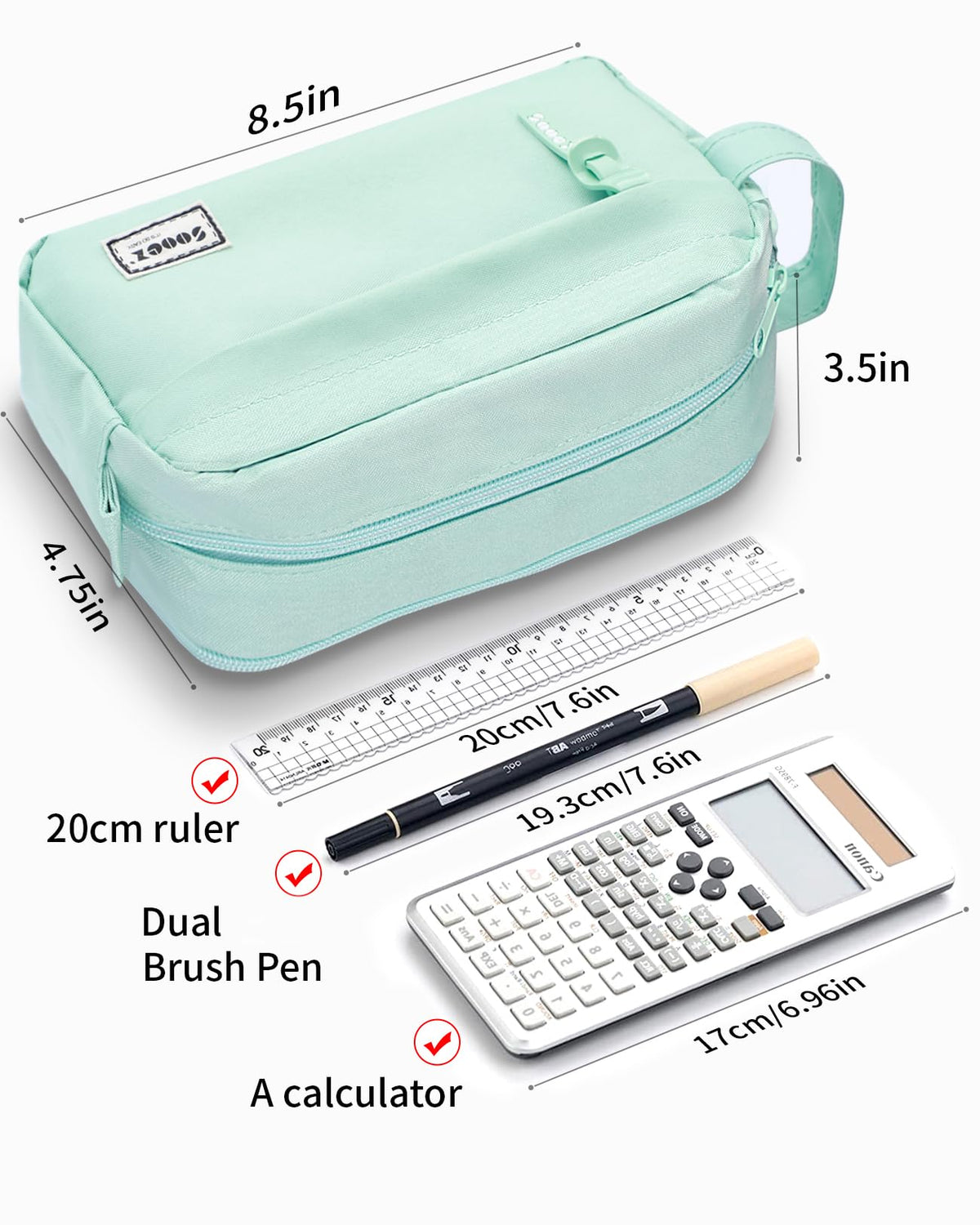 Sooez Big Capacity Pencil Case, Upgraded Canvas Pencil Pouch Large Pencil Bag Organizer, Separate