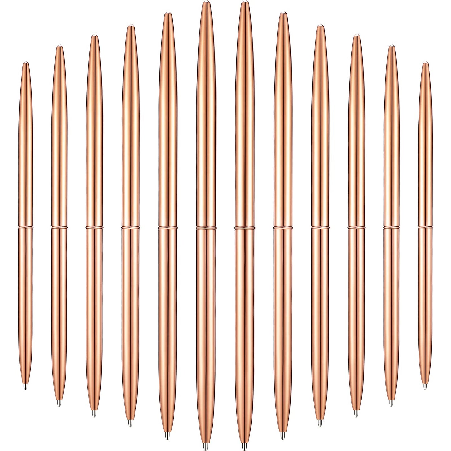 Outus 30 Pcs Rose Gold Ballpoint Pens Slim Metallic Retractable Lightweight Pens Set 1mm Medium