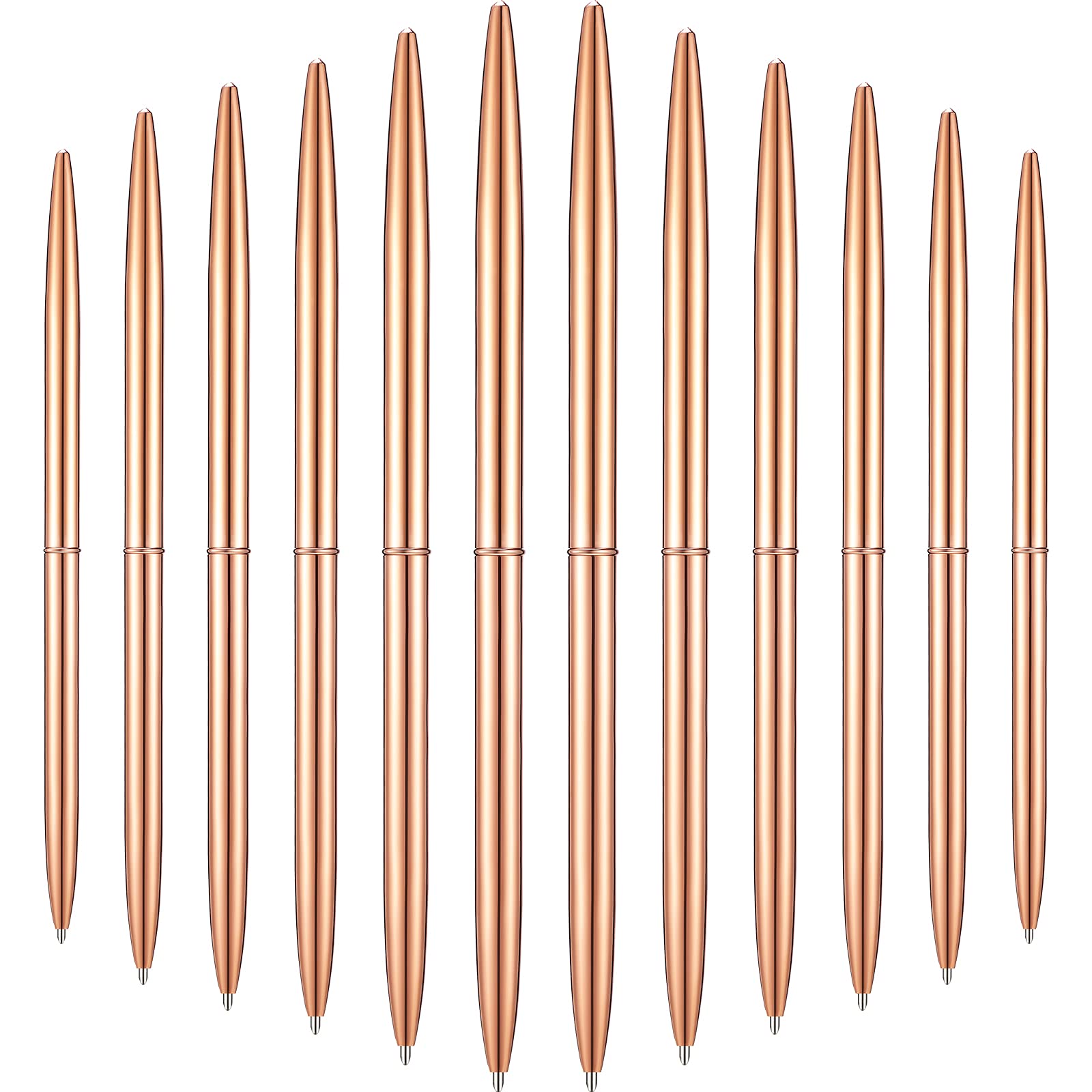 Outus 30 Pcs Rose Gold Ballpoint Pens Slim Metallic Retractable Lightweight Pens Set 1mm Medium