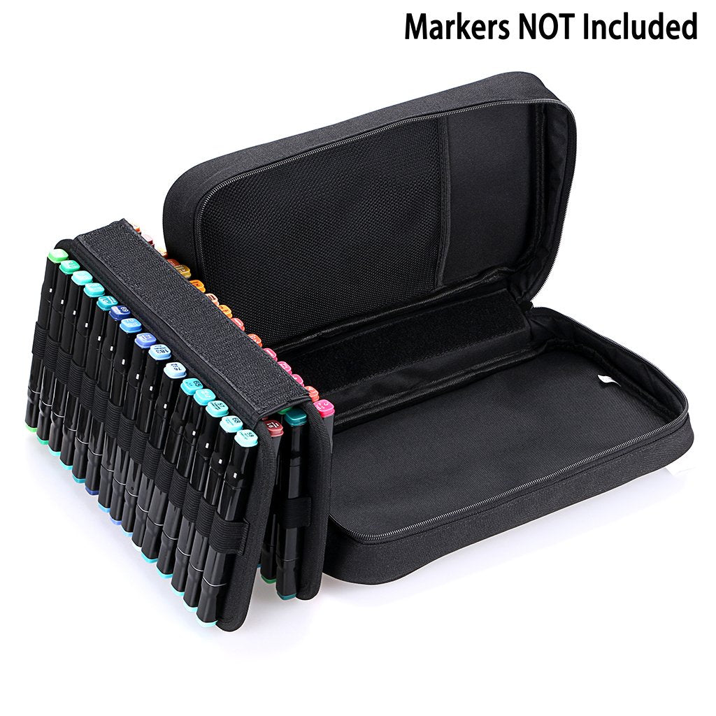 BTSKY Art Marker Carrying Case Lipstick Organizer-60 Slots Canvas Zippered