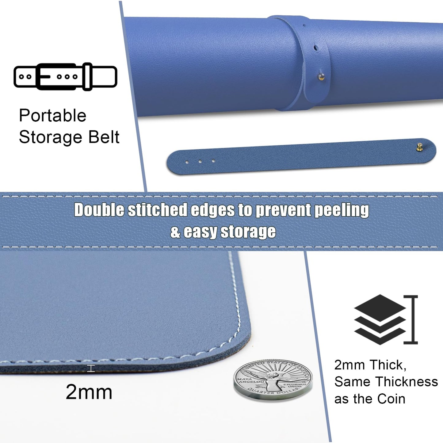 BLESWIN Large Desk Pad, 47.2'' x 23.6'', Office Desk Mat, Computer Mat for Desk, Leather Desk Pad