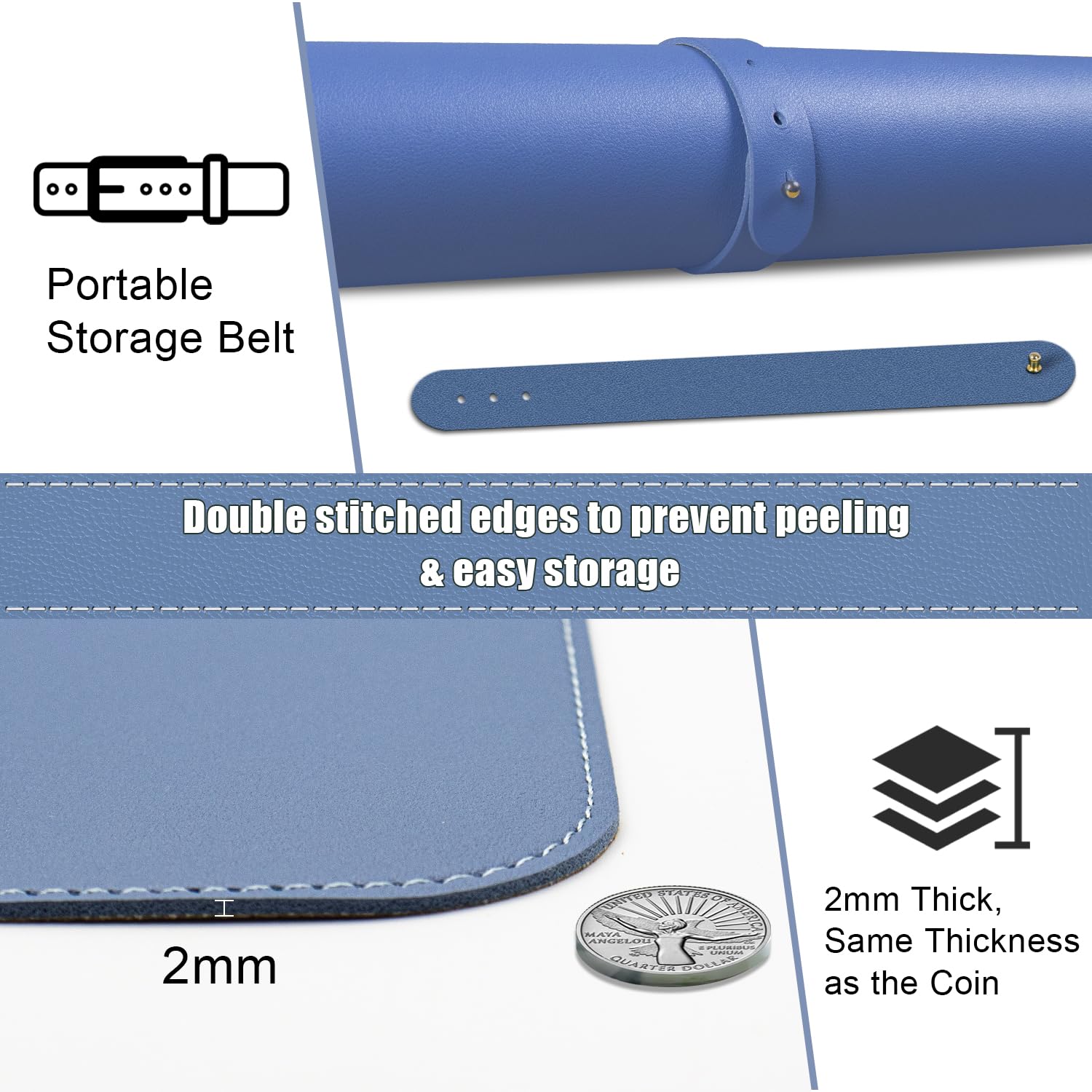 BLESWIN Large Desk Pad, 47.2'' x 23.6'', Office Desk Mat, Computer Mat for Desk, Leather Desk Pad