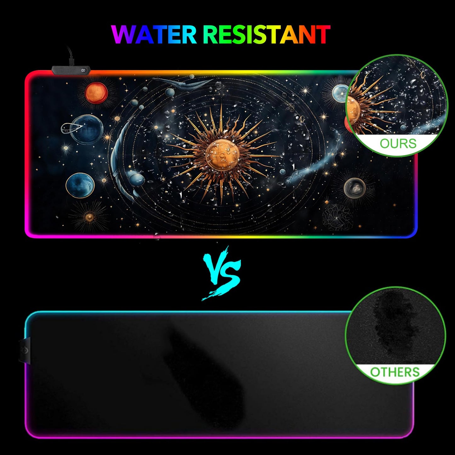 AIMSA RGB Mouse Pad LED Gaming Mouse Pad with 14 Lights Modes, Non-Slip Rubber Base Computer Carpet