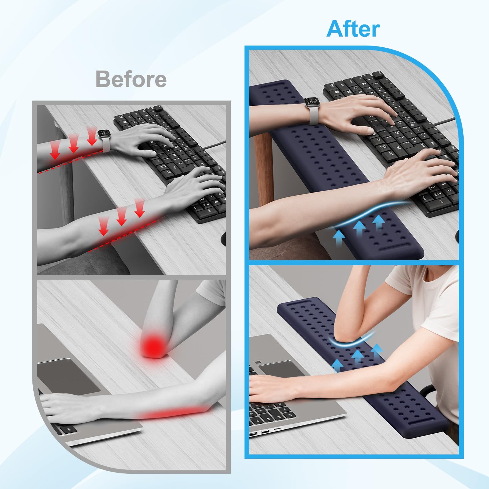 Leolee L-Shaped Desk Long Wrist Rest Elbow 60CM, Deep Blue Arm Rest